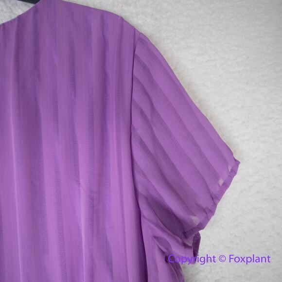 Hutch Anthropologie A Line Dress Pleated Short Sleeve V Neck Purple,‎ size XL - Picture 12 of 15